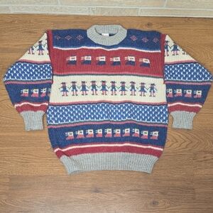 ALLPA GRAPHIC CREWNECK 50/50 ALPACA/WOOL BLEND ANDEAN FOLK PATTERN Made In PERU